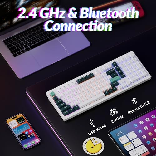 Image of Keychron Q5 HE Rapid Trigger Gaming Keyboard Wireless with Hall Effect Gateron Double-Rail Magnetic Switch Adjustable Actuation, 2.4 GHz /Bluetooth /Wired QMK RGB Aluminum for Mac Windows Linux - White