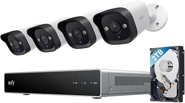eufy Security PoE NVR CCTV Camera Systems E40, 4 4K Bullet Cams, 4K UHD