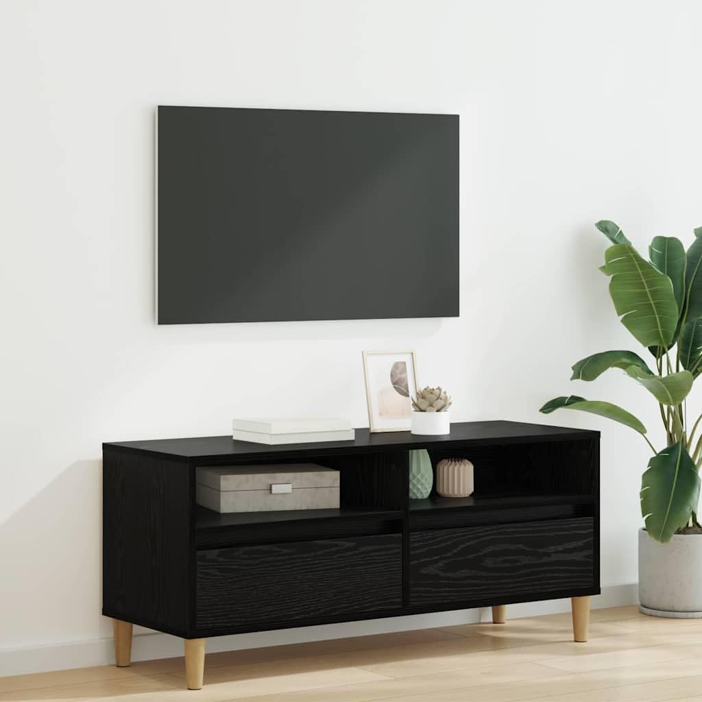 Mesa de TV en roble negro de 100 cm equipada con amplio cajón inferior
