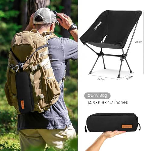 CAMEL CROWN Silla Plegable Compacta para Camping Portátil con Bolsa de Transporte, Negra, Pack de 2 miniatura 3