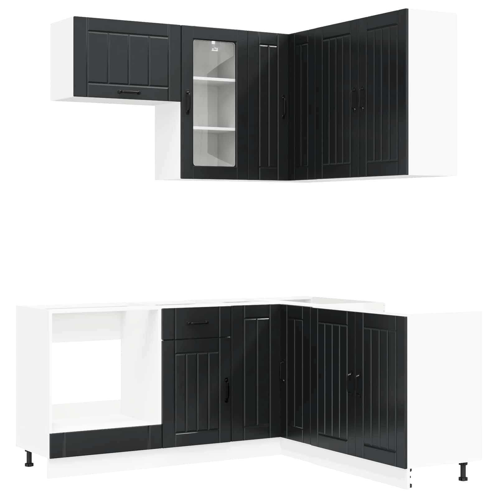 Unita Cucina LUCCA 8 pz Nero Legno Ingegnerizzato con Armadi