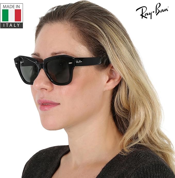Image of Ray-Ban RB2186 STATE STREET Square Shaped Sunglasses for Women with Official RAYBAN Eyewear Kit