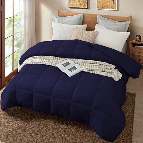 Image of Quilt for All Season 150 GSM Comforter Duvet /Ac Blanket King Size Bed Soft Microfiber Lightweight (90 inch X 106 inch Inches) - King Size Bed Comforter - Navy Blue Color