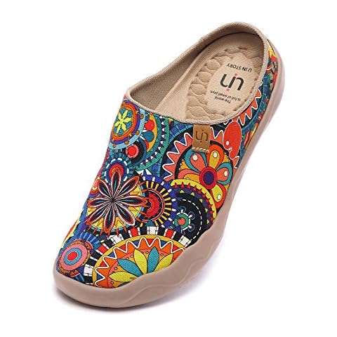 UIN Women's Travel Slipper Lightweight Home Slip Ons Walking Casual Art Painted Travel Holiday Shoes Blossom (9) Cover