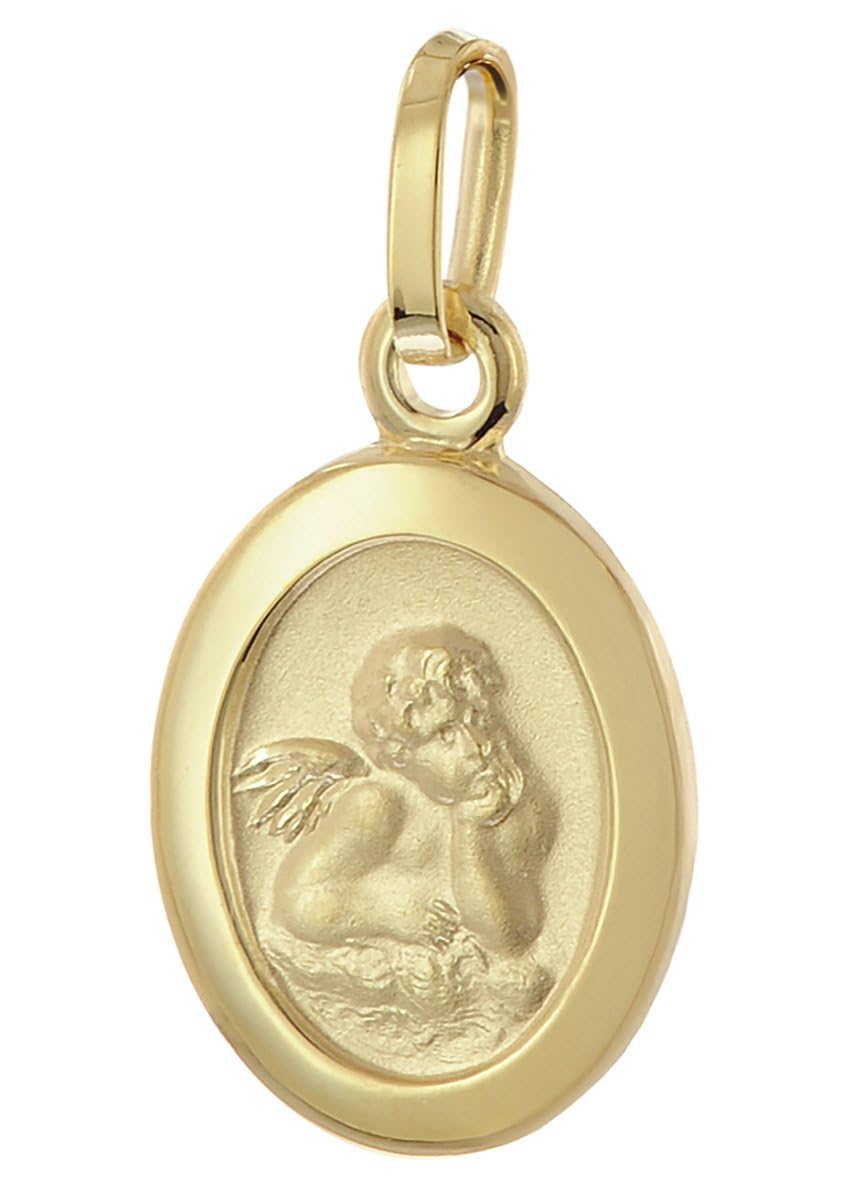 trendor Kinder-Anhänger Gold 333 Schutzengel an vergoldeter Silberkette | wunderschönes Schmuckstück für Mädchen und Jungen, zauberhafte Geschenkidee