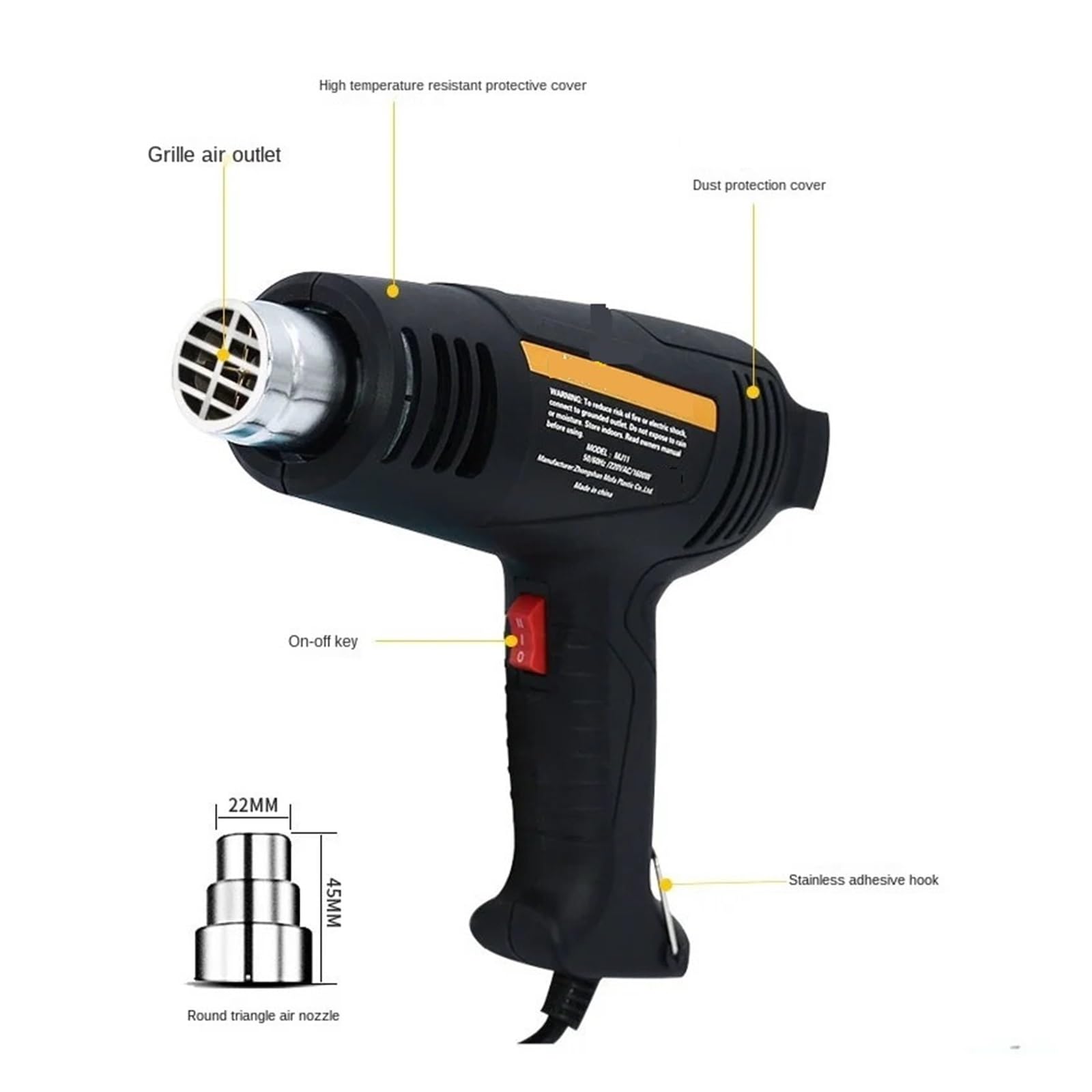 Opalarka Przemysłowa Opalarka 2000W Dwa Termostaty Folia Samochodowa Pistolet Do Pieczenia Plastikowy Pistolet Spawalniczy O Stałej Temperaturze Elektryczny Pistolet Do Grillowania Do obkurczania PCV,