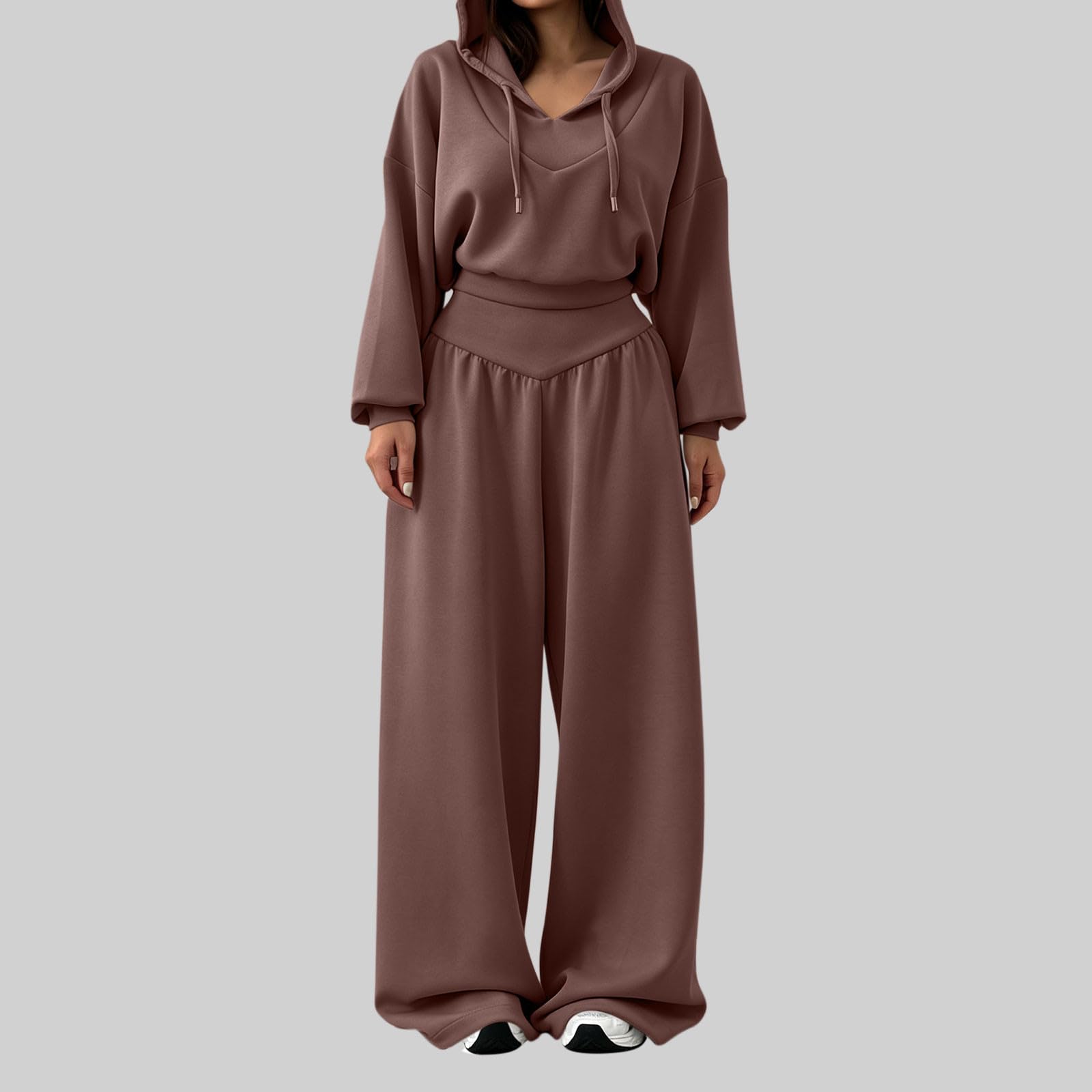 Tuta da donna Set completo Autunno Inverno Oversize Co Ord Set Felpa con Cappuccio Corta Elastico in Vita Pantaloni della Tuta Allenamento Palestra Felpa con cappuccio e Pantaloni da jogging Casual