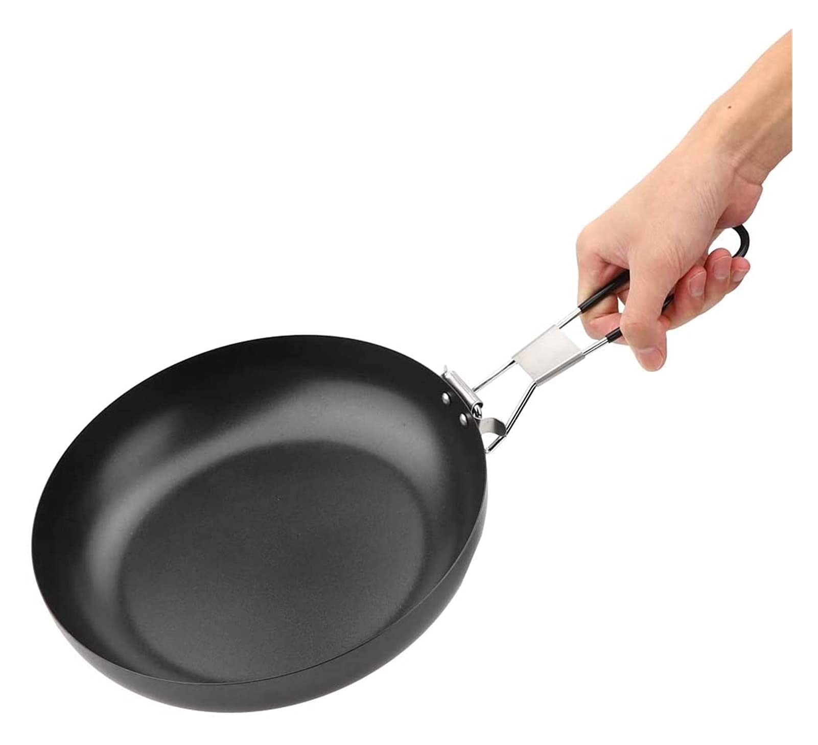 Składany przenośny wok na kemping na świeżym powietrzu, patelnia, składana kuchenka kempingowa, nieprzywierająca patelnia, gotowanie i smażenie kemping piknik przybory turystyczne