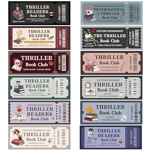 Laffact Segnalibri del club del libro del thriller, 120 pezzi, grazioso segnapagina in stile biglietto, progettato su entrambi i lati, accessorio per lettori, regali per amanti dei libri, scuola