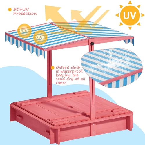 Sandbox with Lid and Canopy, Wood Kids Sandbox - image 5