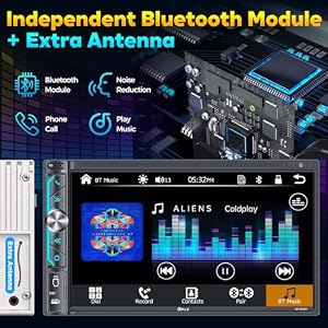 PLZ 7" Wireless Double Din Car Stereo Apple Carplay Radio Screen for Car Audio Receivers, Bluetooth 5.3 Car Play Android Auto Touchscreen, 240W 4.2 CHN 2 Subwoofers Outputs, Backup Camera, SWC, FM/AM — photo 3 of 6