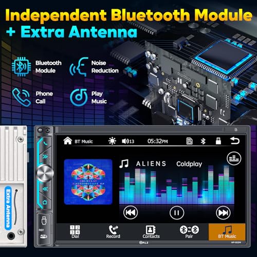 Plz MP-902W 7 Inch Wireless Double Din Car Stereo Apple Carplay Radio Screen For Car Audio Receivers, Bluetooth 5.3 Car Play Android Auto Touchscreen thumb #2