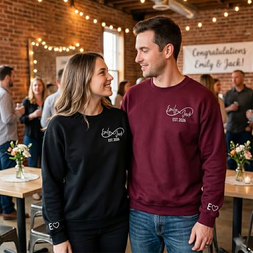 Image of Anniversary Matching Shirts, for Couple, Heart Design T-Shirt Set, Wedding Present, Honeymoon Outfit