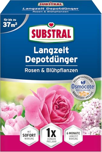 Substral Langzeit Depotdünger für Rosen & Blühpflanzen, 6 Monate Osmocote Premium-Langzeitdünger, 1,5 kg