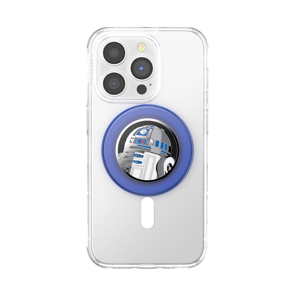 PopSockets Phone Grip for MagSafe with Kickstand, Magnetic Stand, Swappable Top, Secure Hold for iPhone MagSafe Cases, Phone & Tablet Grip, Starwars - Enamel R2D2