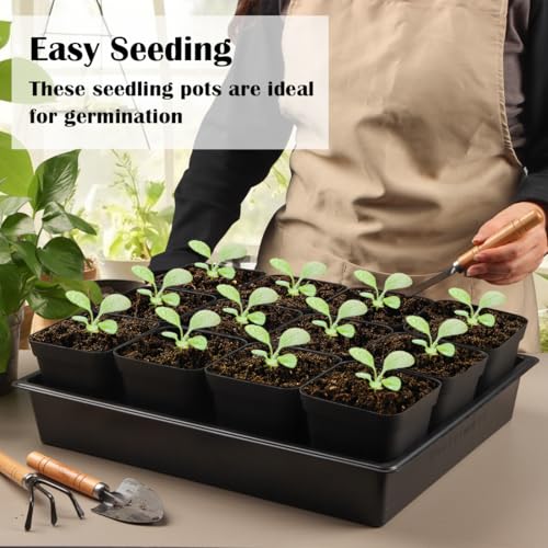 RooTrimmer Seed Starter Tray, 5 Packs Plant Tray, Durable Plastic Growing Trays, Stackable Seedling Starter Trays Perfect for Indoor, Outdoor, Greenhouses, 16.5" L x 13.2" W x 2.8" H - Black - Image 5