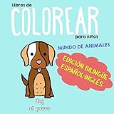 Libros de Colorear para Niños - Edición Bilingüe Español-Inglés: Mundo de animales (Bilingual Toys Spanish English) (Spanish Edition)