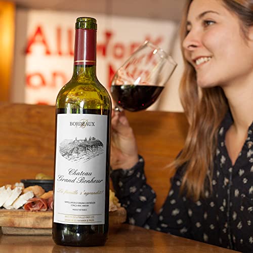 Crintiff Personaliseerbaar wijnfleslabel voor wijnflessen, type bordeaux, die familie groeit, verrassing voor papa… - Image 4