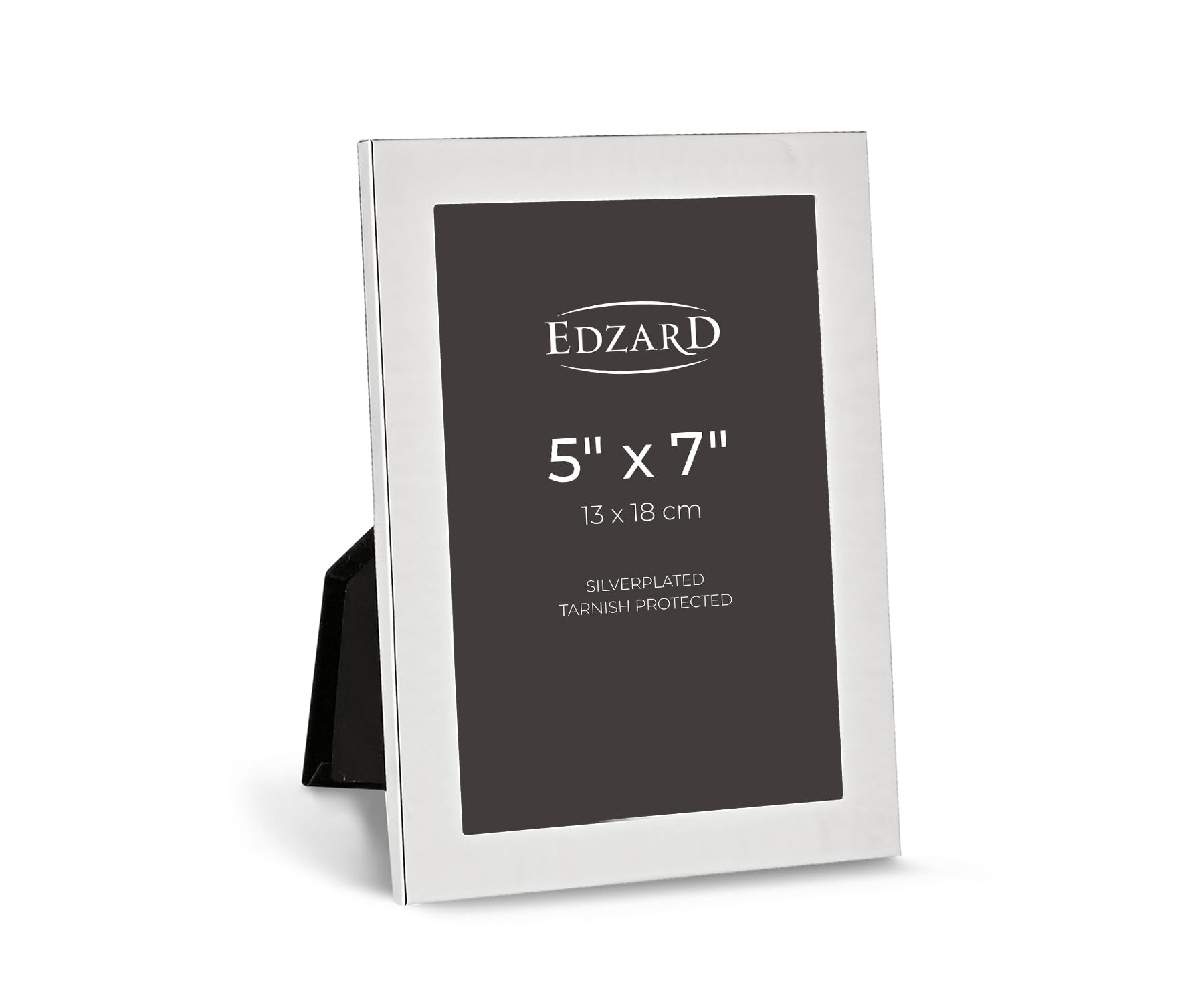 Edzard Silver Plated Photo Frame 5"x7" (13x18 cm) Prato, Non-Tarnishing, High Gloss Finish, Real Glass Front & Premium Velvet Back, Portrait or Landscape Display - Elegant Wedding Gift