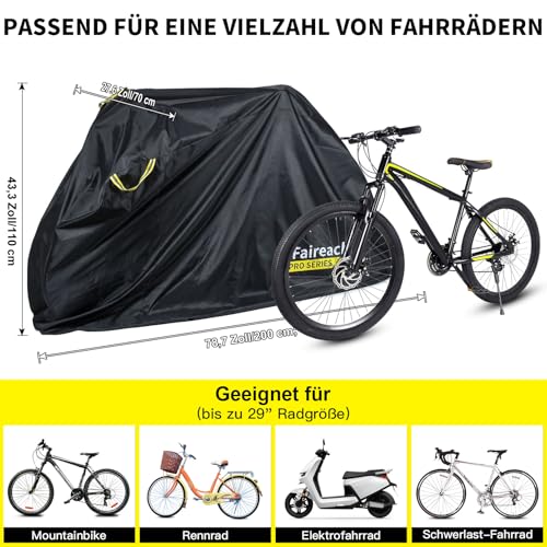 Faireach Fahrradabdeckung Wasserdicht, Fahrradgarage Wetterfest Plane mit 420D Hochwertige Qualität Oxford-Gewebe… – Ansicht 4