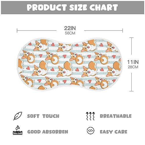Image of Muslin Baby Burp Cloths, Puppy Corgi Dogs Stripes Muslin Washcloths Baby Rags Comfy Soft Absorbent in for Newborn Boys and Girls 2 Piece 22 x 11 Inch
