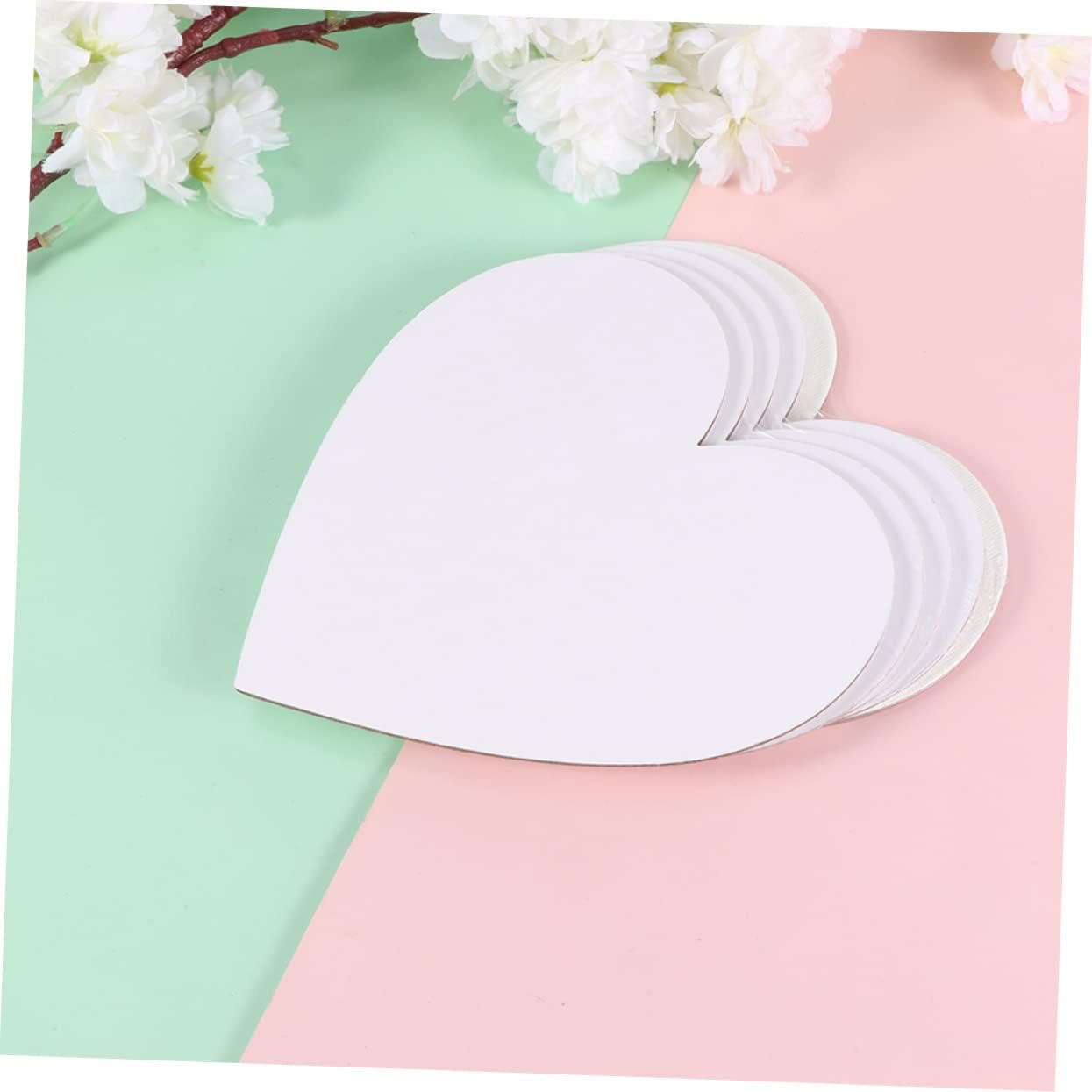 Uonlytech 6pcs Heart Shaped Canvas Oil Painting Boards Cotton Panels for Oil Art for Decor Beginners