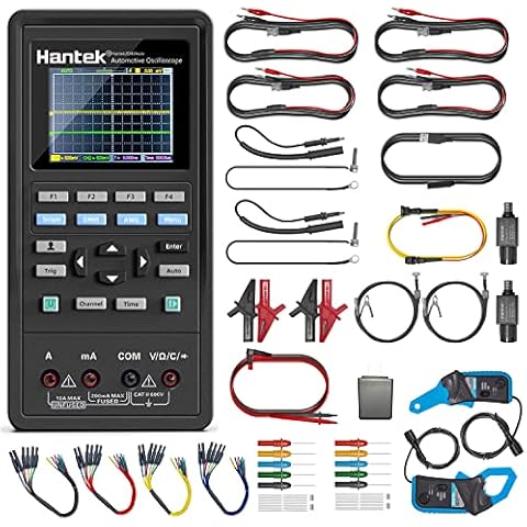 Hantek Professional Automotive Oscilloscope 2D82AUTO, 4 in 1 Handheld Oscilloscope Multimeter, Digital USB Oscilloscope with 2 Channels 80 MHz Bandwidth, Oscilloscope Kit 2D82 III Cover