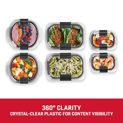 Image of Rubbermaid Brilliance Round and Rectangular Leak Proof Food Storage Containers, 12 Piece Set