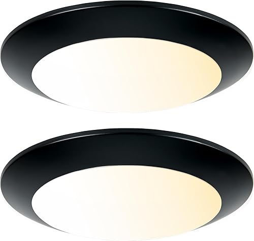 Pelogona Lámpara de techo negra empotrada, regulable de 11 pulgadas y 3CCT seleccionable, lámpara de disco redonda de perfil bajo, 20 W, 1800 lm,