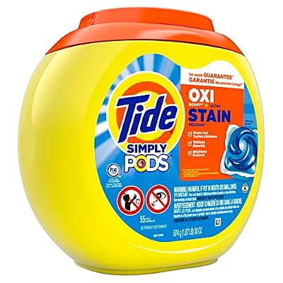 Tide Simply Pods + Oxi Laundry Detergent Soap Pods, Refreshing Breeze, 55 Count, 30 ounces