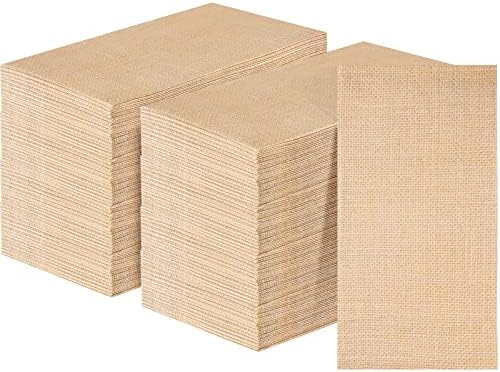 200 Count Burlap Paper Napkins, 13 x 16 Inch Disposable Dinner Napkins, Paper Hand Towels, Rustic Cloth Like Paper Napkins for Bathroom Kitchen Wedding Birthday Cocktail Party