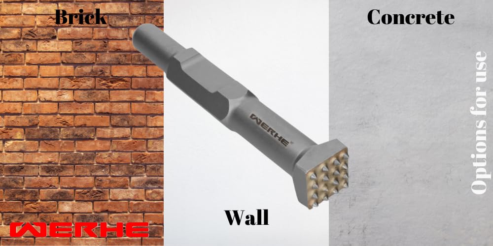 WERHE® Bocciardatore HEX30 – 16 denti, 220 mm – Robusto utensile a scalpello per la lavorazione del calcestruzzo – quadrato