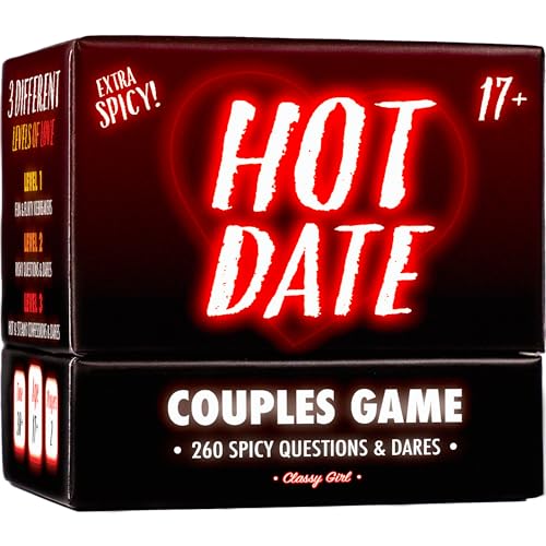 Hot Date - Juego de parejas para adultos, 240 preguntas picantes, divertidas y desafíos para noches románticas y relaciones profundas, tarjetas de conversación de intimidad, 2 jugadores