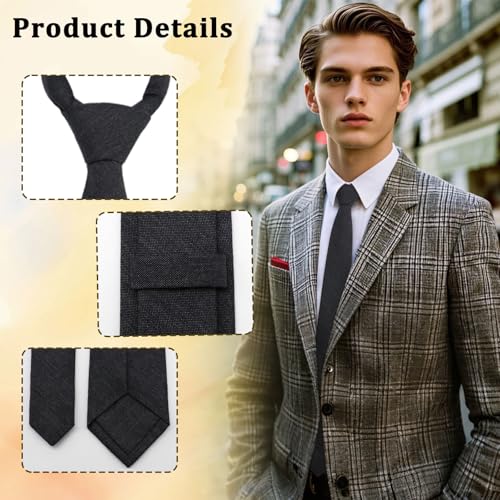 Image of Cotton 2.56'' Skinny Ties for Men, Neckties for Casual, Business | Solid color ties for men for party, daily use, dating, office