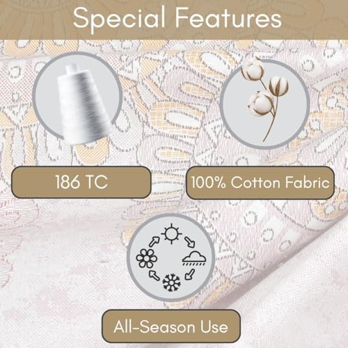 Image of Mafatlal 186 TC Spring Glory Cotton Bedsheet King Size | 274 x 274 cm | Modern kidakka virippu for Summer Nights | Pure Cotton Bedding for Comfortable Sleep | Includes 2 Pillow Covers | Lavender Mist