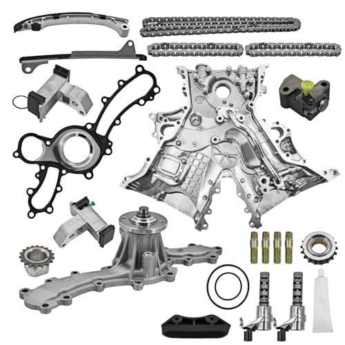 Blrack 9-4217S 1GR-FE Timing Chain Kit w/Actuator Oil & Water Pump, Timing Cover Fits for Toyota 4Runner 03-09, Tacoma 05-15, Tundra 2005-11, FJ Cruiser 07-08 4.0L V6 Only