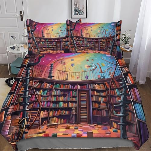 Parure de lit ensemble de housse de couette étagère à livres microfibre
