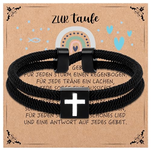 Rebundex Taufgeschenke Jungen Kreuz Armband Taufe Geschenk Junge Patenkind Gastgeschenk Taufe Kinder Taufgeschenk für Jungs Originelle Christliche Geschenke zur Taufe