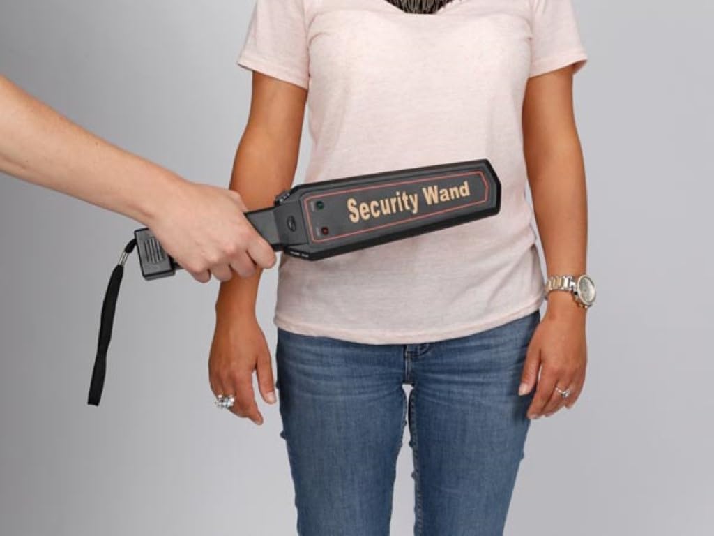 Velleman Détecteur de métaux portatif pour contrôles de sécurité, détecteur Portable avec sensibilité réglable, détection d’Objets métalliques, Signal LED et sonore pour contrôle des Bagages et des