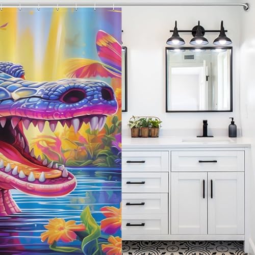 Rideau de douche crocodile tissu polyester imperméable pour salle de bain