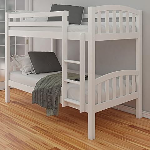 Happy Beds American Solid White Wooden Bunk Bed Frame Bedroom Home Sleep Cover