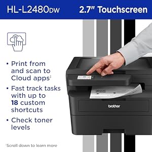 Brother HL-L2480DW Wireless Compact Monochrome Multi-Function Laser Printer with Copy and Scan, Duplex, Mobile, Black & White | Includes Refresh Subscription Trial(1), Works with Alexa — photo 6 of 6