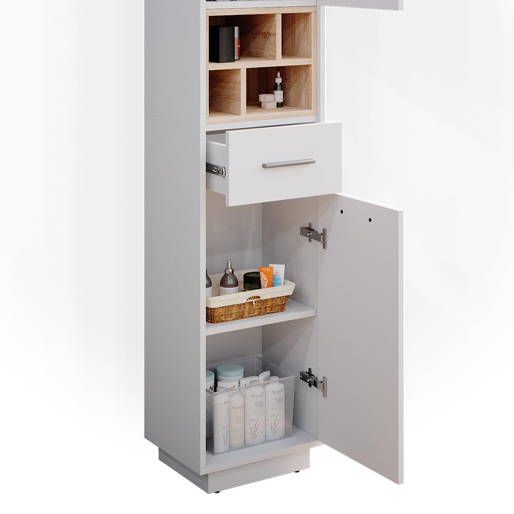 Vicco Mobile bagno alto Beatrice, Bianco, 38 x 190 cm | per la conservazione di articoli da bagno e compatibile con Beatrice