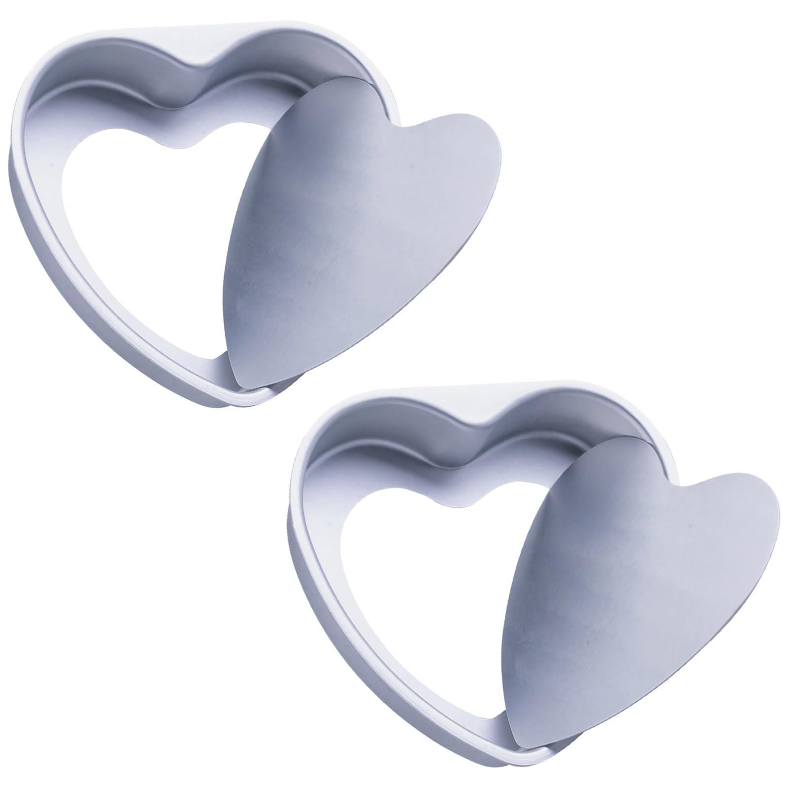 Lot de 2 moules à gâteau en forme de cœur, 25,4 cm, fond amovible, 6,5 cm de profondeur, alliage d'aluminium pour gâteaux en mousse et mousseline