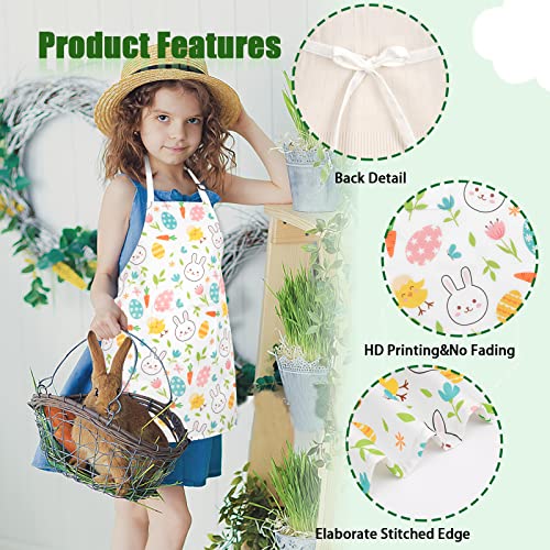 Easter Kids Apron With Pocket, Cute Rabbit Bunny Children Apron With Adjustable Neck Strap For Boys Girls, Waterproof Colourful Eggs Birds Toddler Apron For Baking Kitchen Painting Party, Kids Gift #TOP5
