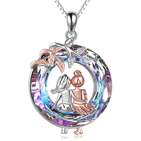AOBOCO Sisters Gifts from Sister Sterling Silver Crystal Necklace Big Sister Jewelry Soul Sister Birthday Gifts from Sisters for My Sister Women Cover