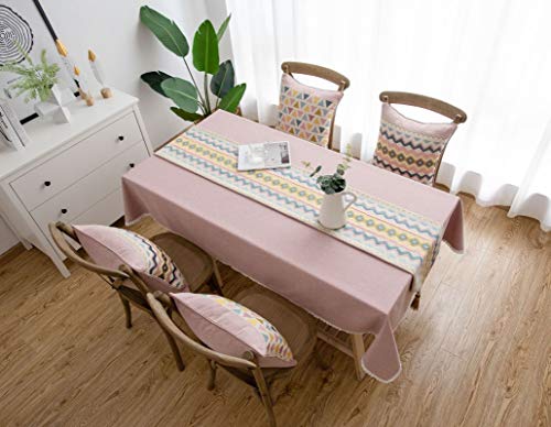 Chemin de table rose jacquard ondulé 35x140 cm couverture table KnSam