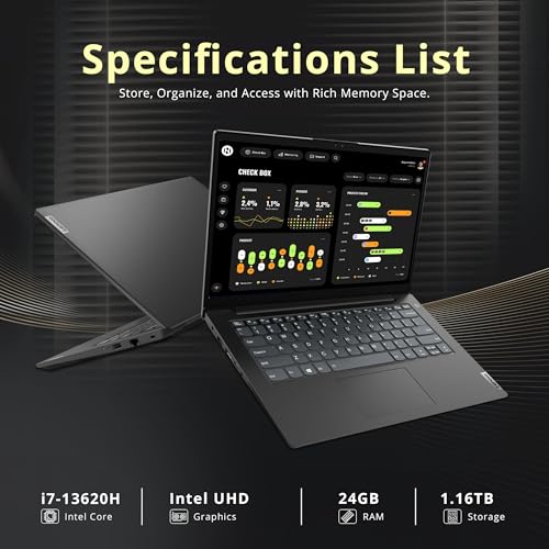 Image of Lenovo V14 14 inch FHD Business Laptop, Intel i7-13620H, 24GB DDR4 RAM, 1.16TB Storage(1TB SSD+160GB Docking Station Set), Intel UHD Graphics, Wi-Fi 6, Webcam, Windows 11 Pro, Black