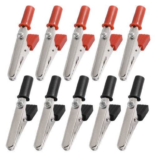 uxcell 10 Pcs 50mm Plastic Handle Test Probe Metal Alligator Clips