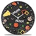 GRAVURZEILE Wanduhr aus Holz Pizza & Pasta - 100% Lautlos kein Ticken absolut geräuschlos - 30 cm Ø - Design Wanduhren für Wohnzimmer Schlafzimmer & Küche